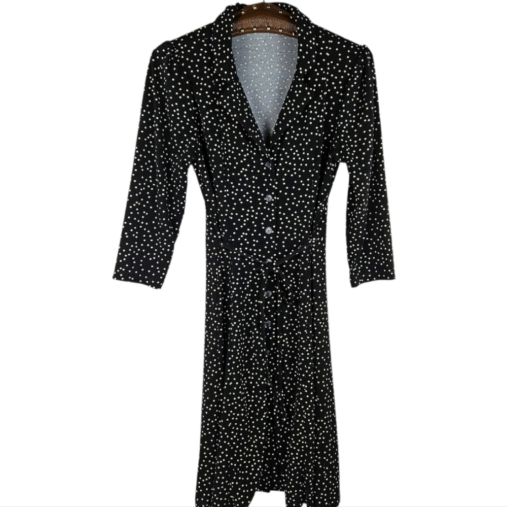 Navy/Black and White Polka Dot Midi Dress​​​​​